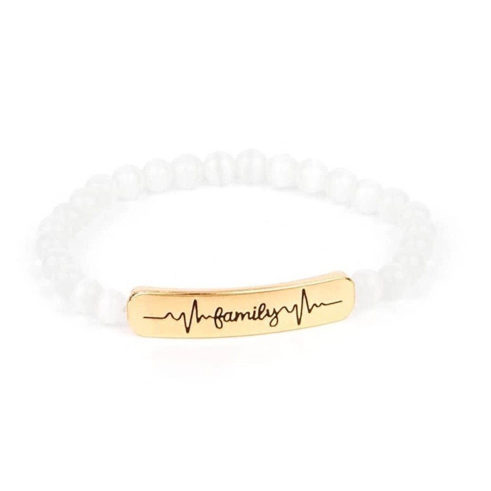 Gold Family HeartBeat Stretch Bracelet